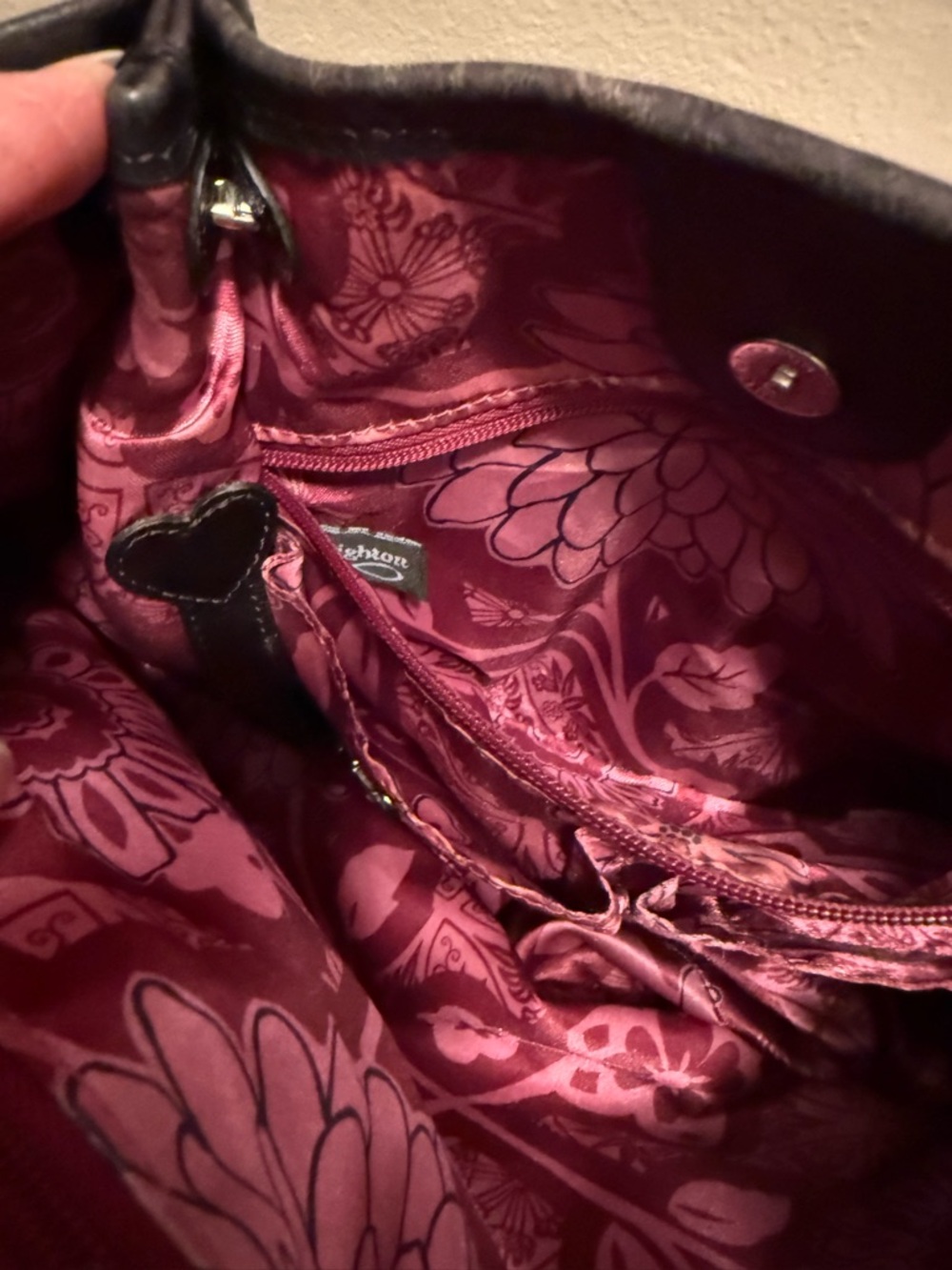 Brighton Valencia Pewer With Black  Embroidered Handbag EUC - Picture 10 of 13